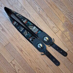 Guitar strap Handmade Upcycled Artisan Suede Leather Aztec
